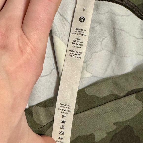 Lululemon Athletica Camouflage Performance Leggings Green Black - Picture 3 of 7